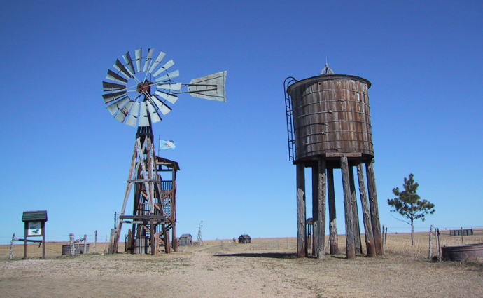 farms have always had wind mills and big tanks up in the air